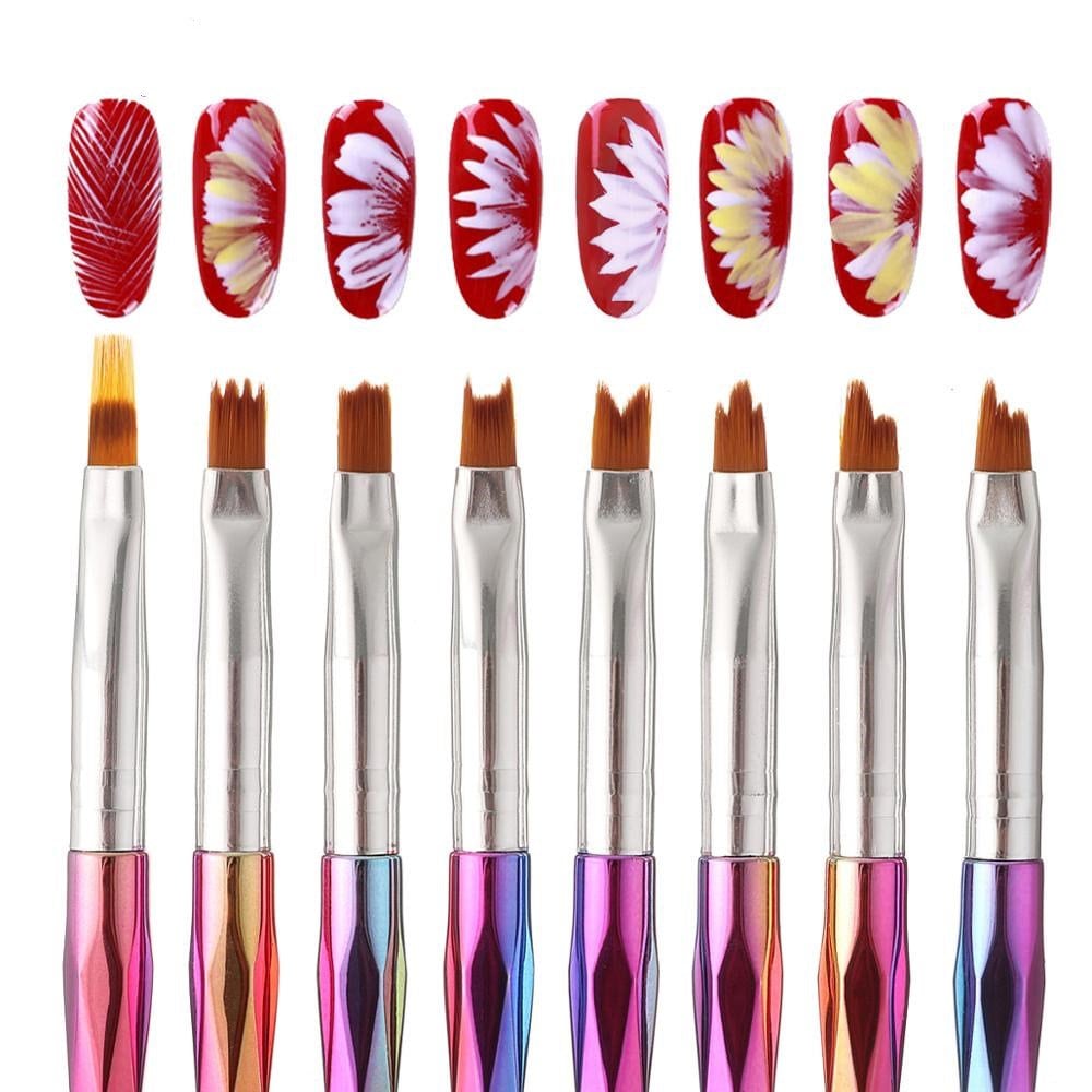 Petal shape colorful nail brush set